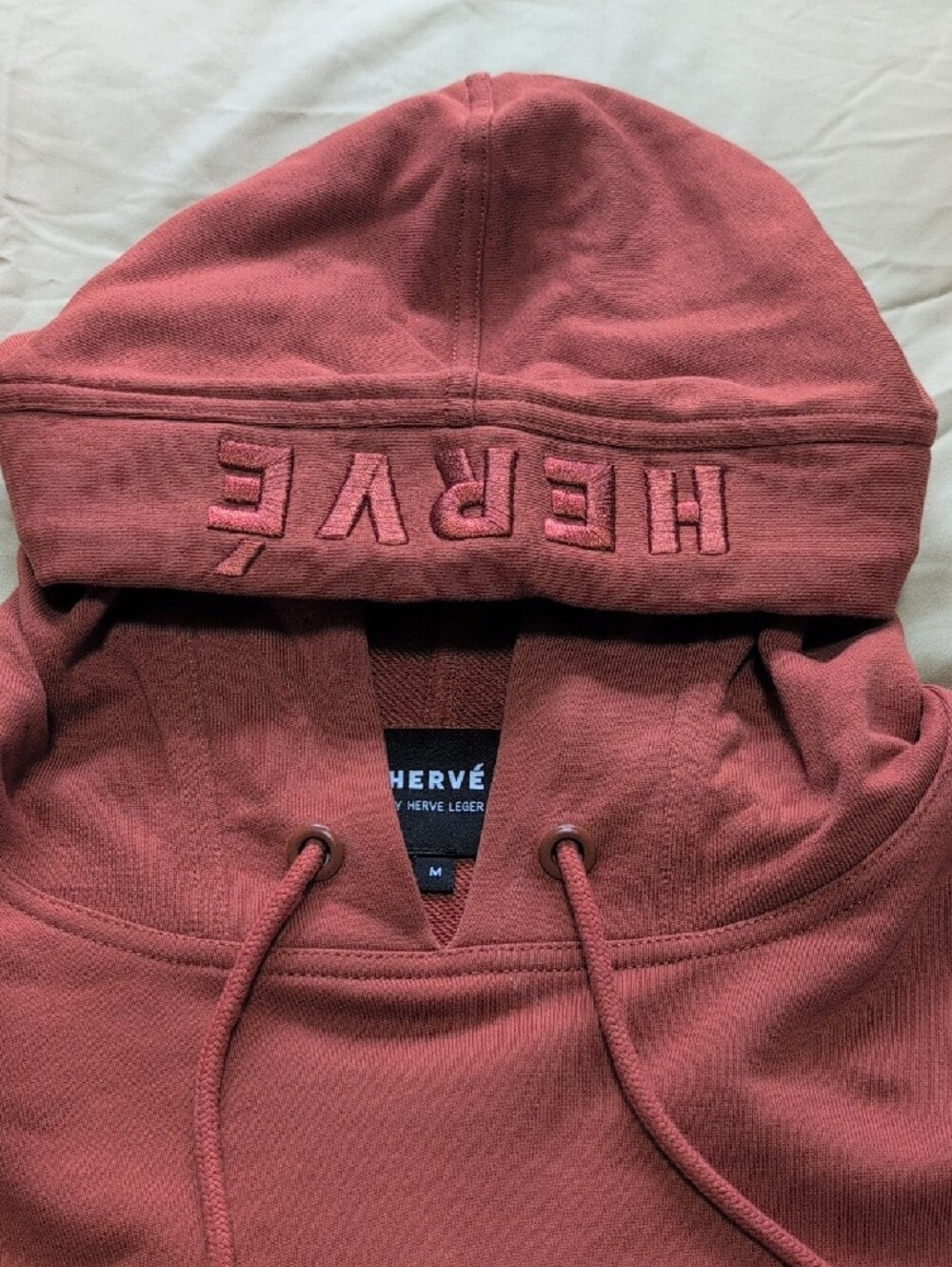 Hérve by Hervé Léger Terracotta Cropped Hoodie Sweater